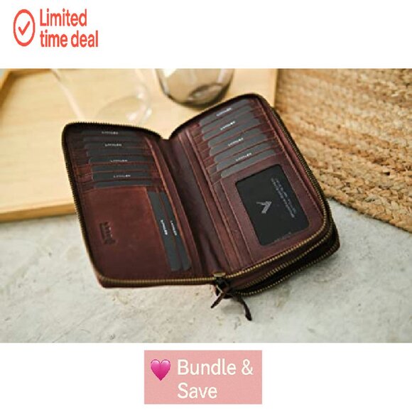 Genuine Leather RFID Wallet Women Multiple Compartments Handcrafted - Picture 3 of 7